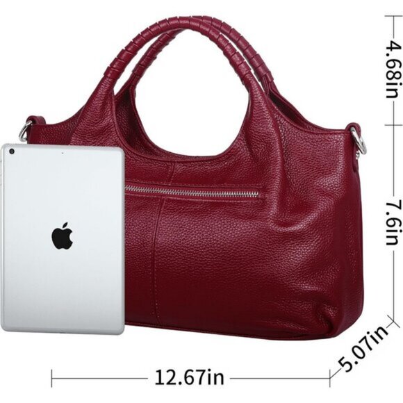 🆕Women Wine Genuine Leather Shoulder Bags Purses Satchel Designer Handbags - Picture 4 of 7